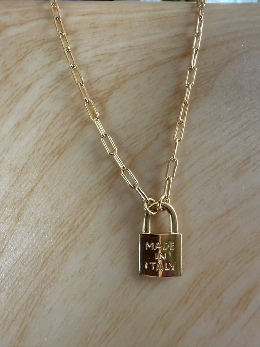 Gold plated silver Padlock Pendant Necklace - MADE IN ITALY